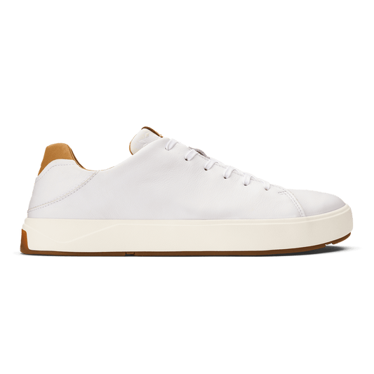 OluKai Top Pick | Lae‘ahi Lī ‘Ili Men's Leather Sneakers - Bright White