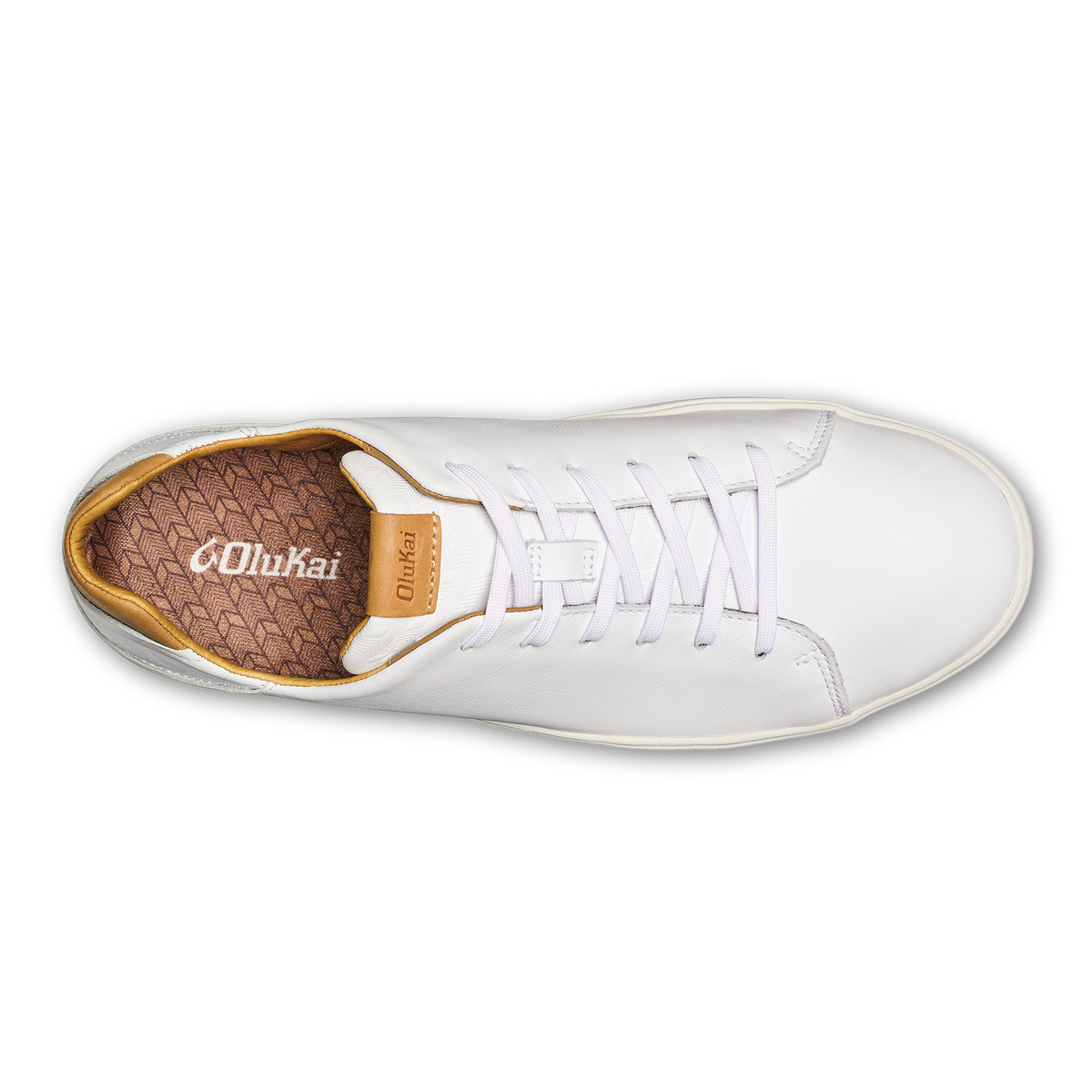 OluKai Top Pick | Lae‘ahi Lī ‘Ili Men's Leather Sneakers - Bright White