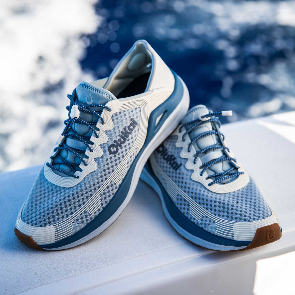 OluKai Great Value | ‘Ahi Men’s Water Boat Shoes - Blue Pearl / White Sand