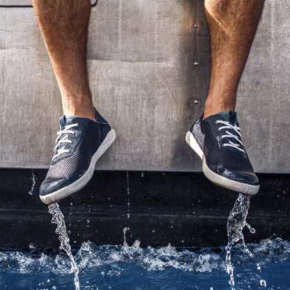 OluKai Featured | Moku Pae Men's Boat Shoes - Trench Blue / Off White