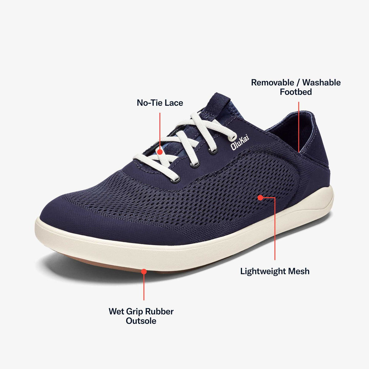 OluKai Featured | Moku Pae Men's Boat Shoes - Trench Blue / Off White