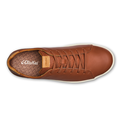 OluKai Popular | Lae‘ahi Lī ‘Ili Men's Leather Sneakers - Kukui Brown