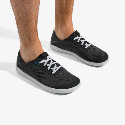 OluKai Special Offer | Moku Pae Men's Boat Shoes - Black / Blue Coral