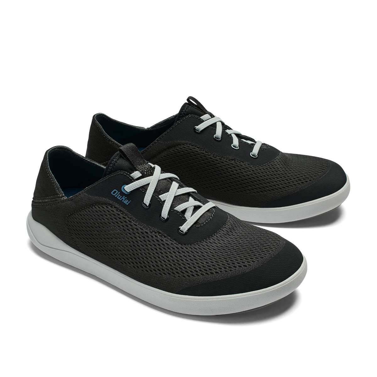OluKai Special Offer | Moku Pae Men's Boat Shoes - Black / Blue Coral