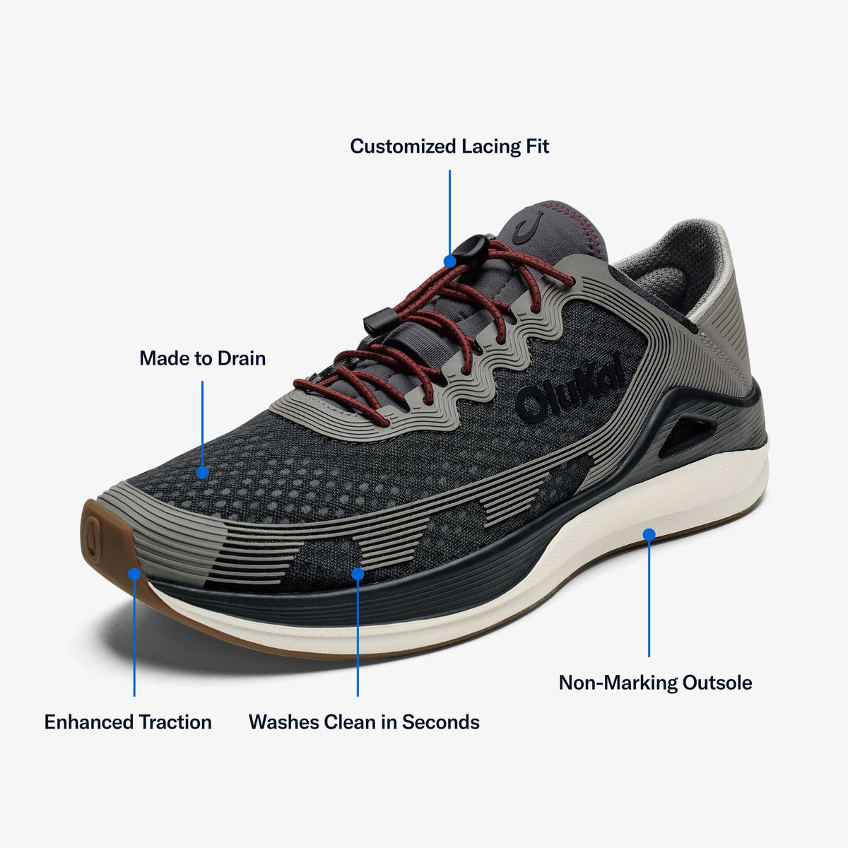 OluKai Discount | ‘Ahi Men’s Water Boat Shoes - Rock / Ash
