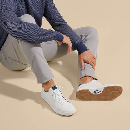 OluKai Quality | Lae‘ahi Lī ‘Ili Men's Sneakers - Bright White / Trench Blue
