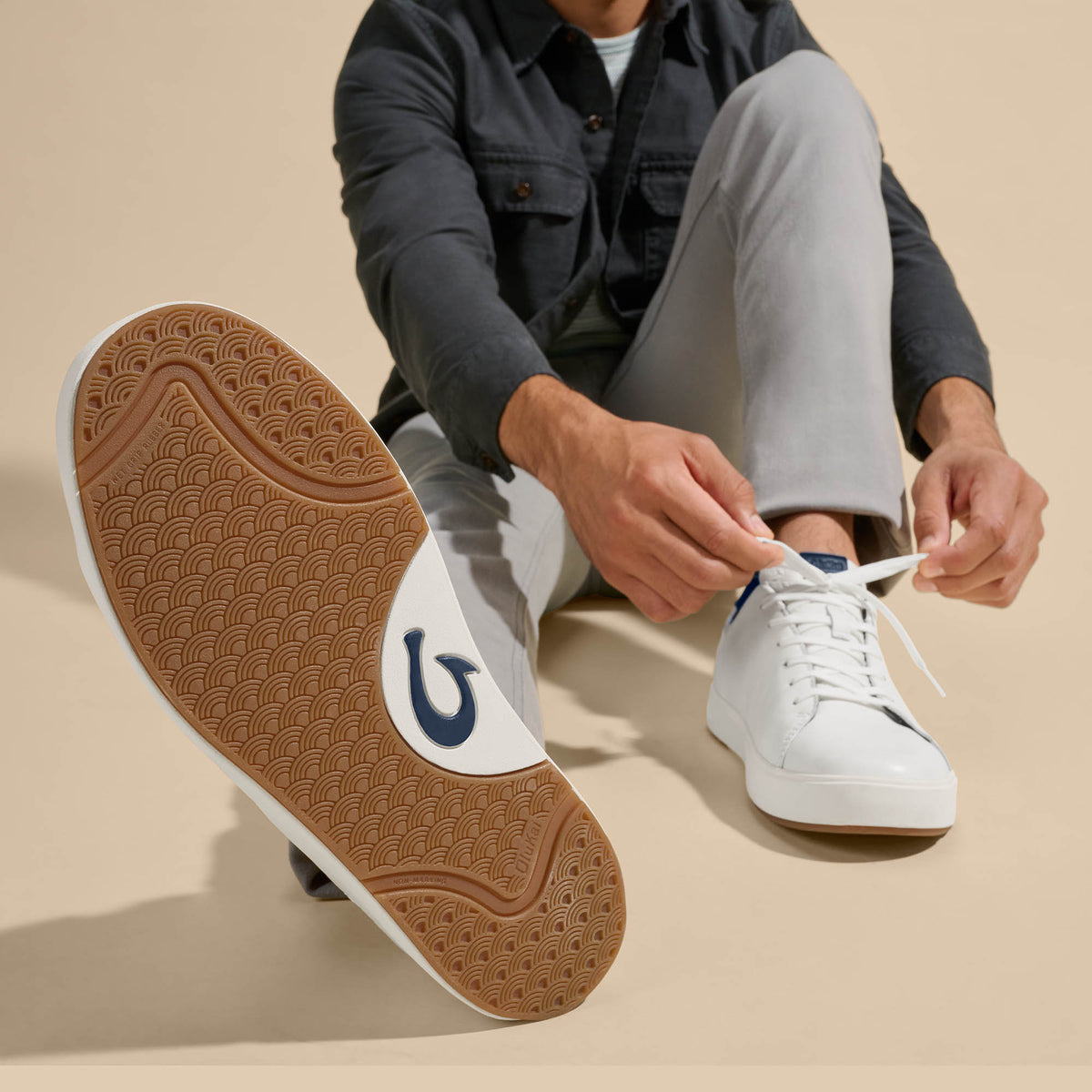OluKai Quality | Lae‘ahi Lī ‘Ili Men's Sneakers - Bright White / Trench Blue