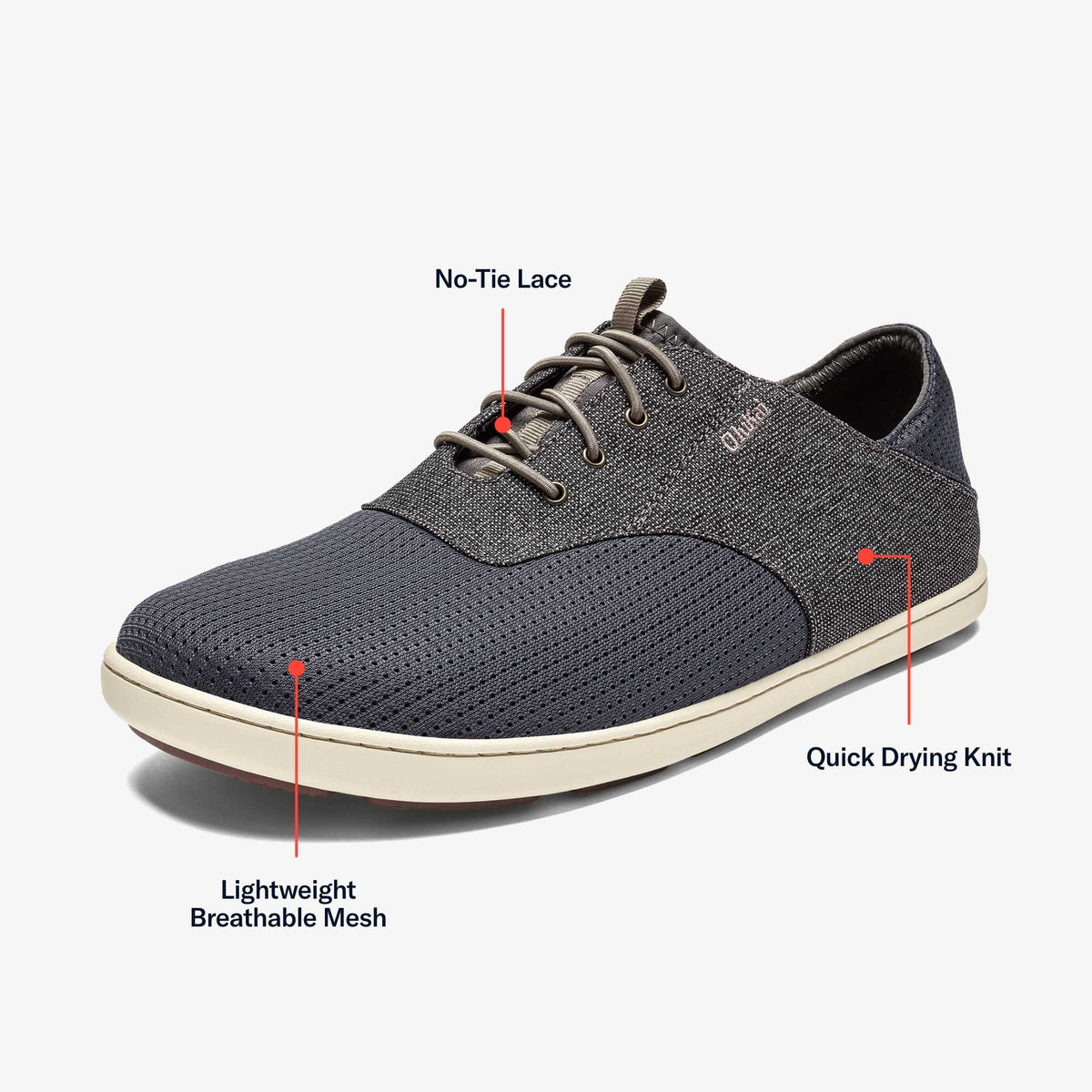 OluKai Featured | Nohea Moku Men's Boat Shoes - Charcoal / Clay