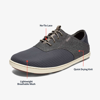 OluKai Featured | Nohea Moku Men's Boat Shoes - Charcoal / Clay