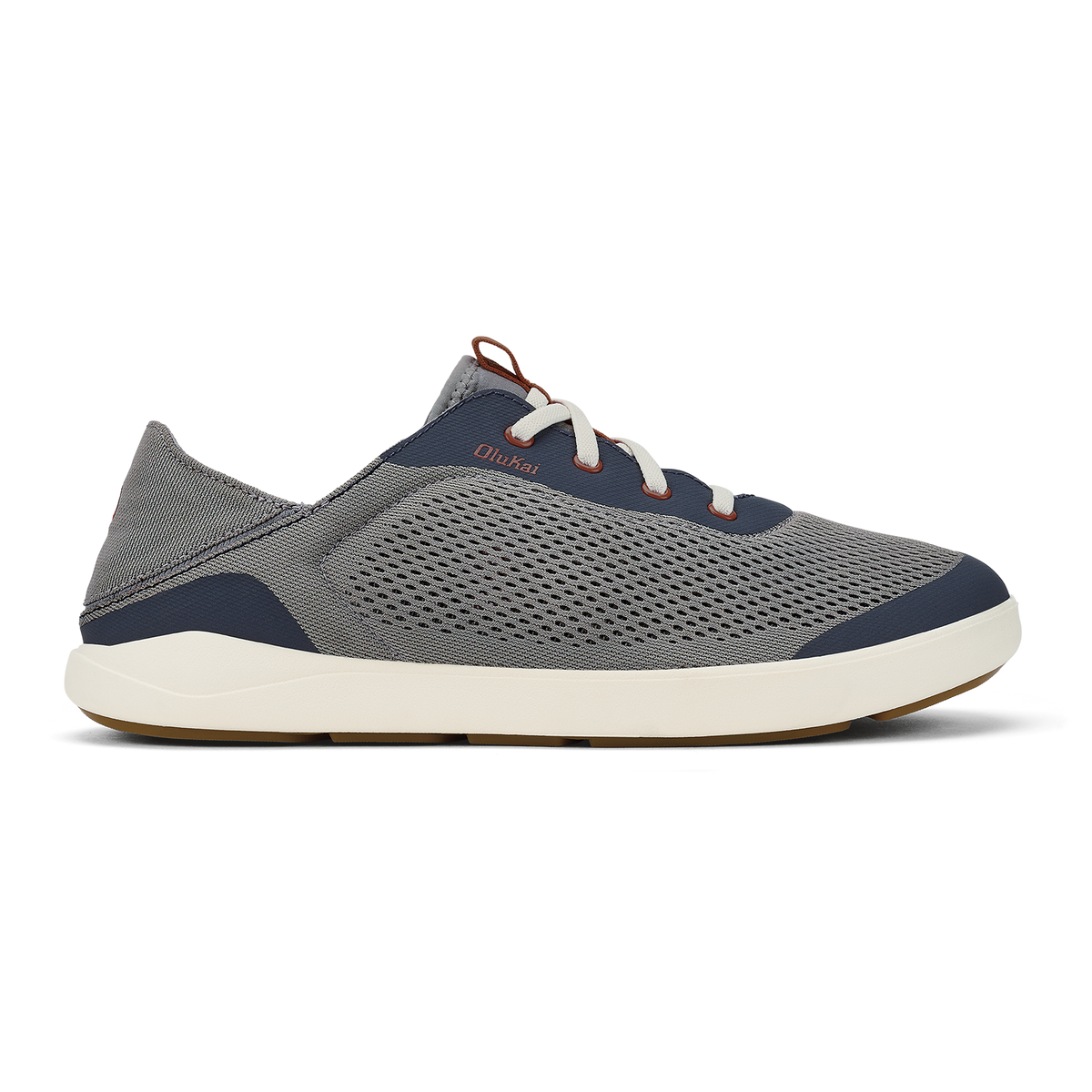 OluKai Premium | Moku Pae Men's Boat Shoes - Ash / Trench Blue