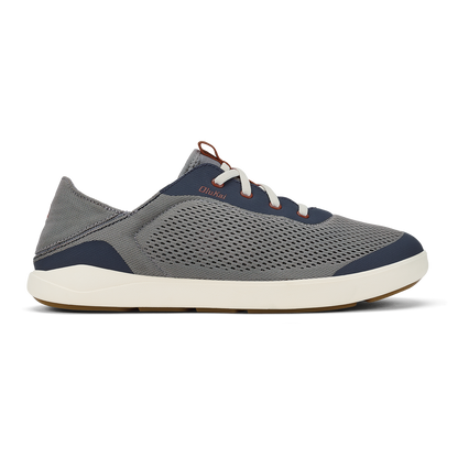 OluKai Premium | Moku Pae Men's Boat Shoes - Ash / Trench Blue