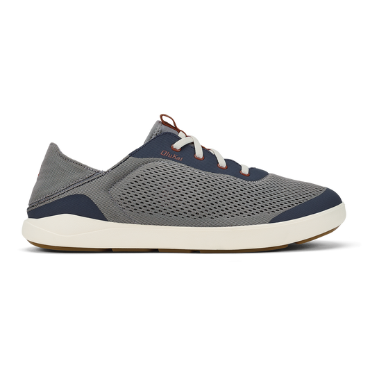 OluKai Premium | Moku Pae Men's Boat Shoes - Ash / Trench Blue