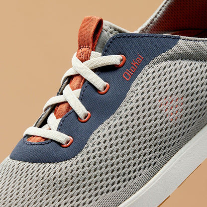 OluKai Premium | Moku Pae Men's Boat Shoes - Ash / Trench Blue