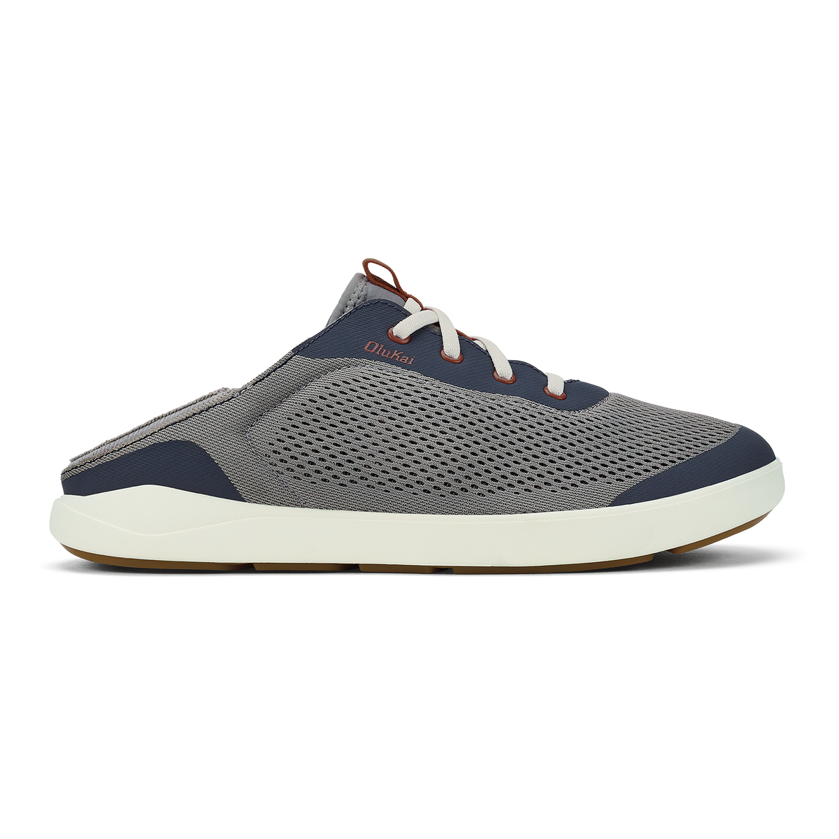 OluKai Premium | Moku Pae Men's Boat Shoes - Ash / Trench Blue