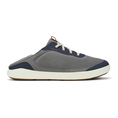 OluKai Premium | Moku Pae Men's Boat Shoes - Ash / Trench Blue