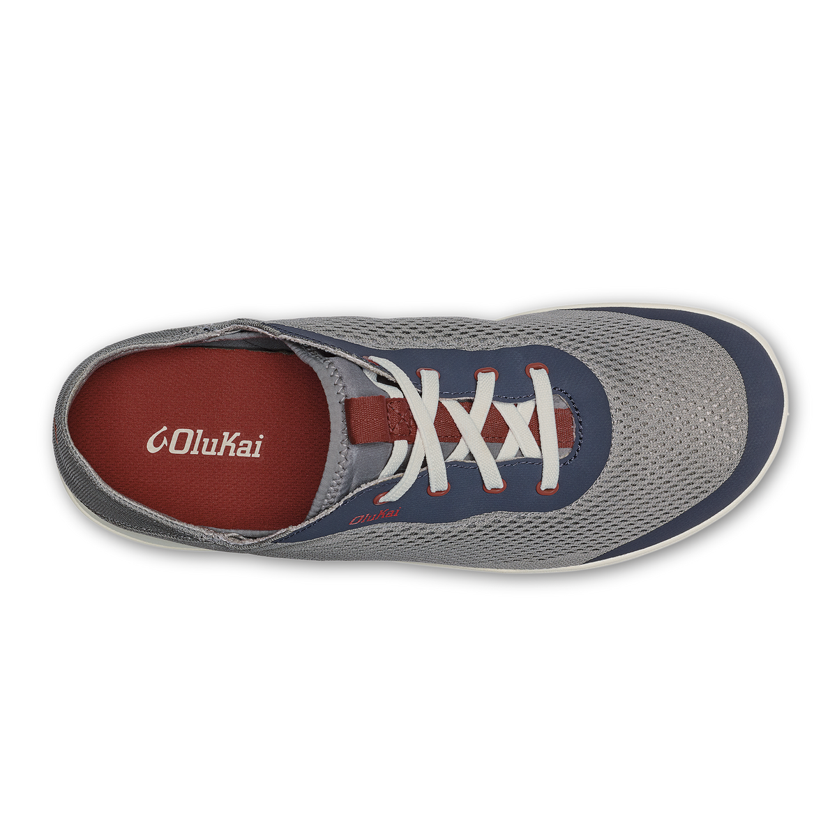 OluKai Premium | Moku Pae Men's Boat Shoes - Ash / Trench Blue