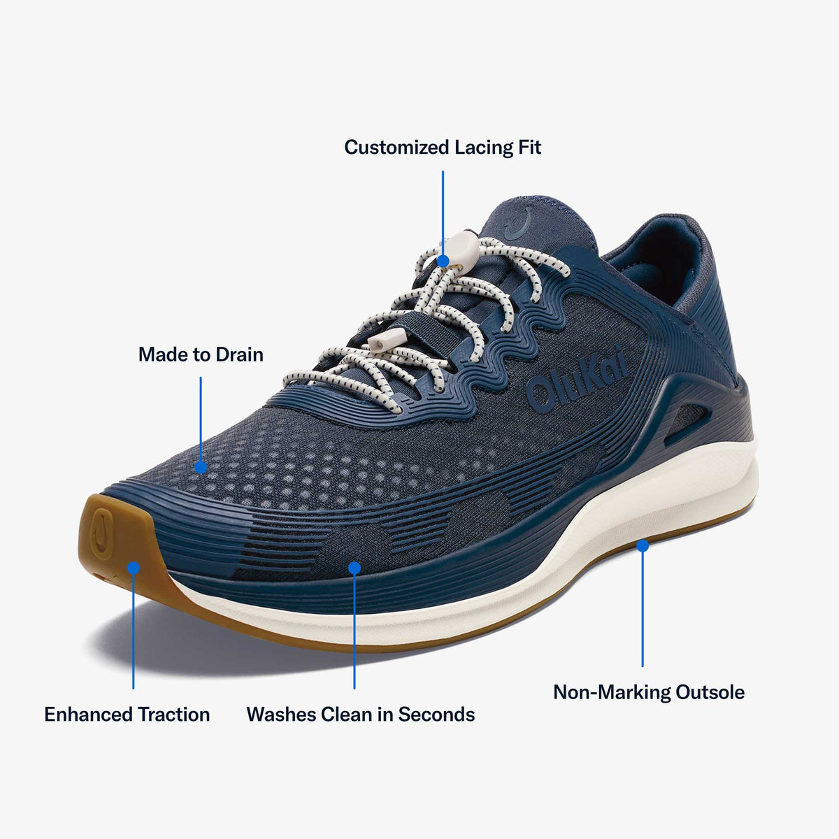 OluKai Exclusive | ‘Ahi Men’s Water Boat Shoes - Mood Indigo / Coastal Blue