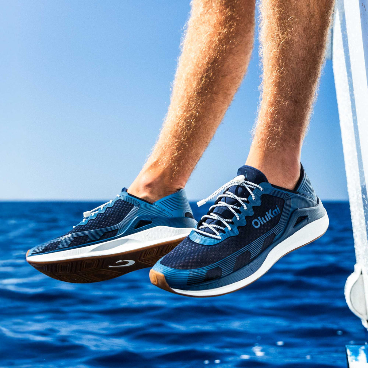 OluKai Exclusive | ‘Ahi Men’s Water Boat Shoes - Mood Indigo / Coastal Blue