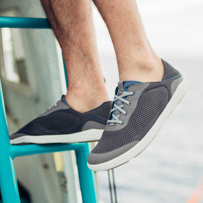 OluKai Great Value | Moku Pae Men's Boat Shoes - Pavement / Vintage Blue