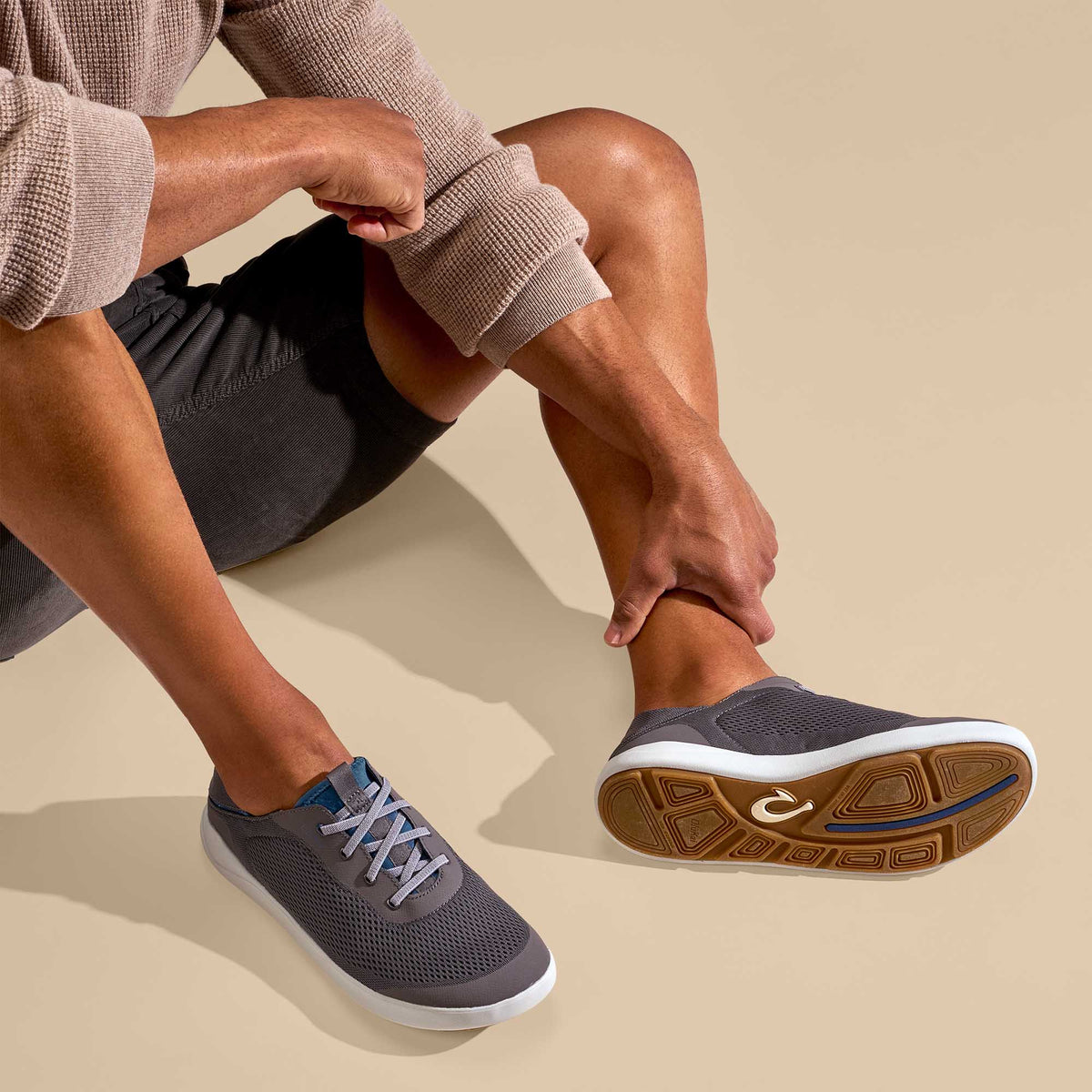 OluKai Great Value | Moku Pae Men's Boat Shoes - Pavement / Vintage Blue