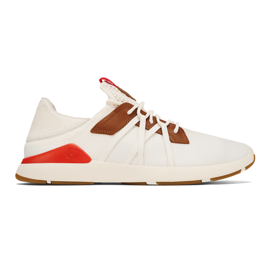 OluKai Recommended | Mio Lī Men's Athletic Shoes - Bright White / Red Lava