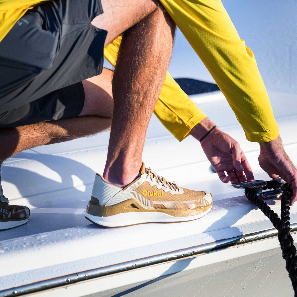 OluKai Special Offer | ‘Ahi Men’s Water Boat Shoes - Tan / Tapa
