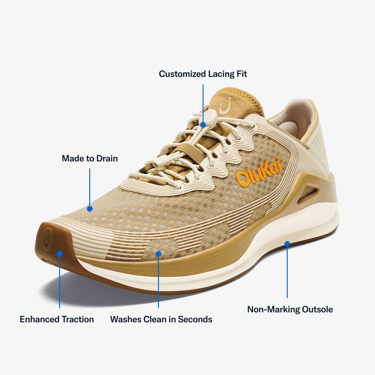 OluKai Special Offer | ‘Ahi Men’s Water Boat Shoes - Tan / Tapa