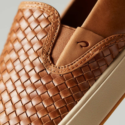 OluKai Best Price | Lae‘ahi Lauhala Men's Leather Slip-On Sneakers - Fox