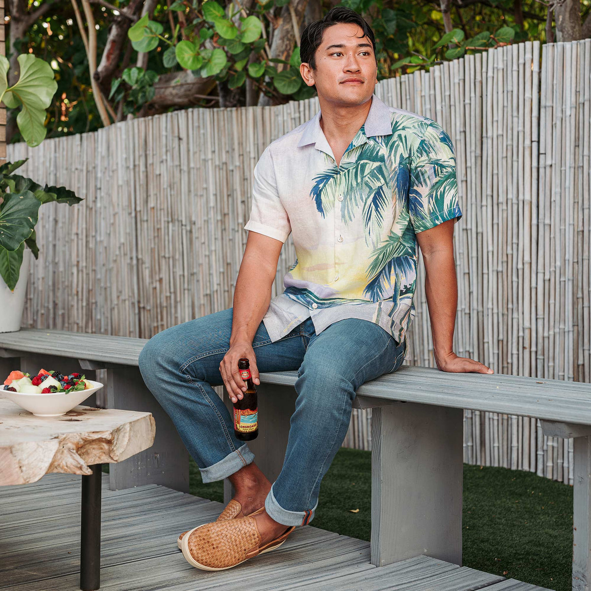 OluKai Best Price | Lae‘ahi Lauhala Men's Leather Slip-On Sneakers - Fox