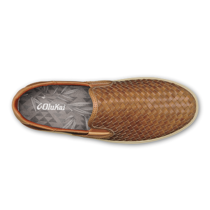OluKai Best Price | Lae‘ahi Lauhala Men's Leather Slip-On Sneakers - Fox