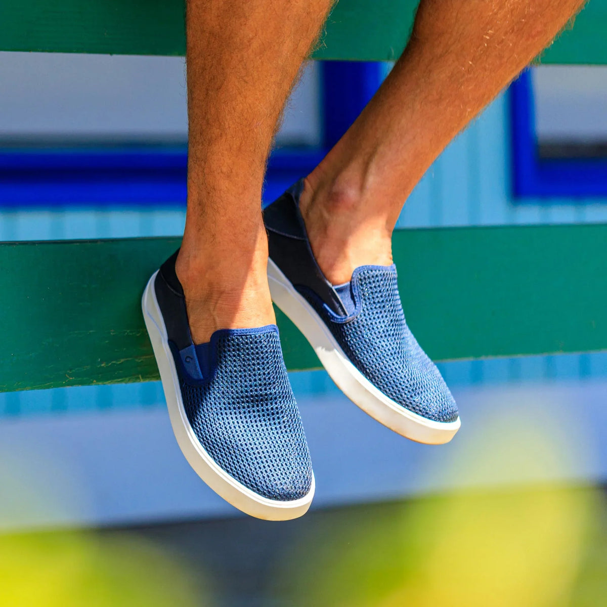 OluKai Latest | Lae‘ahi Men's Slip-On Sneakers - Blue Depth