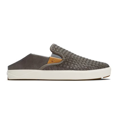 OluKai Signature | Lae‘ahi Lauhala Men's Leather Slip-On Sneakers - Ash