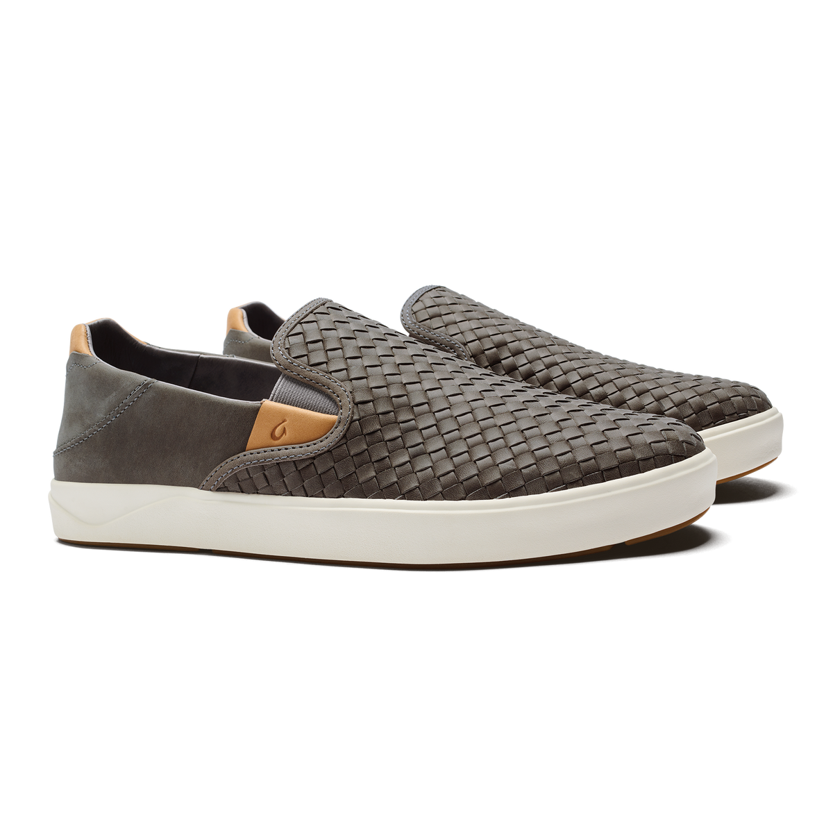 OluKai Signature | Lae‘ahi Lauhala Men's Leather Slip-On Sneakers - Ash