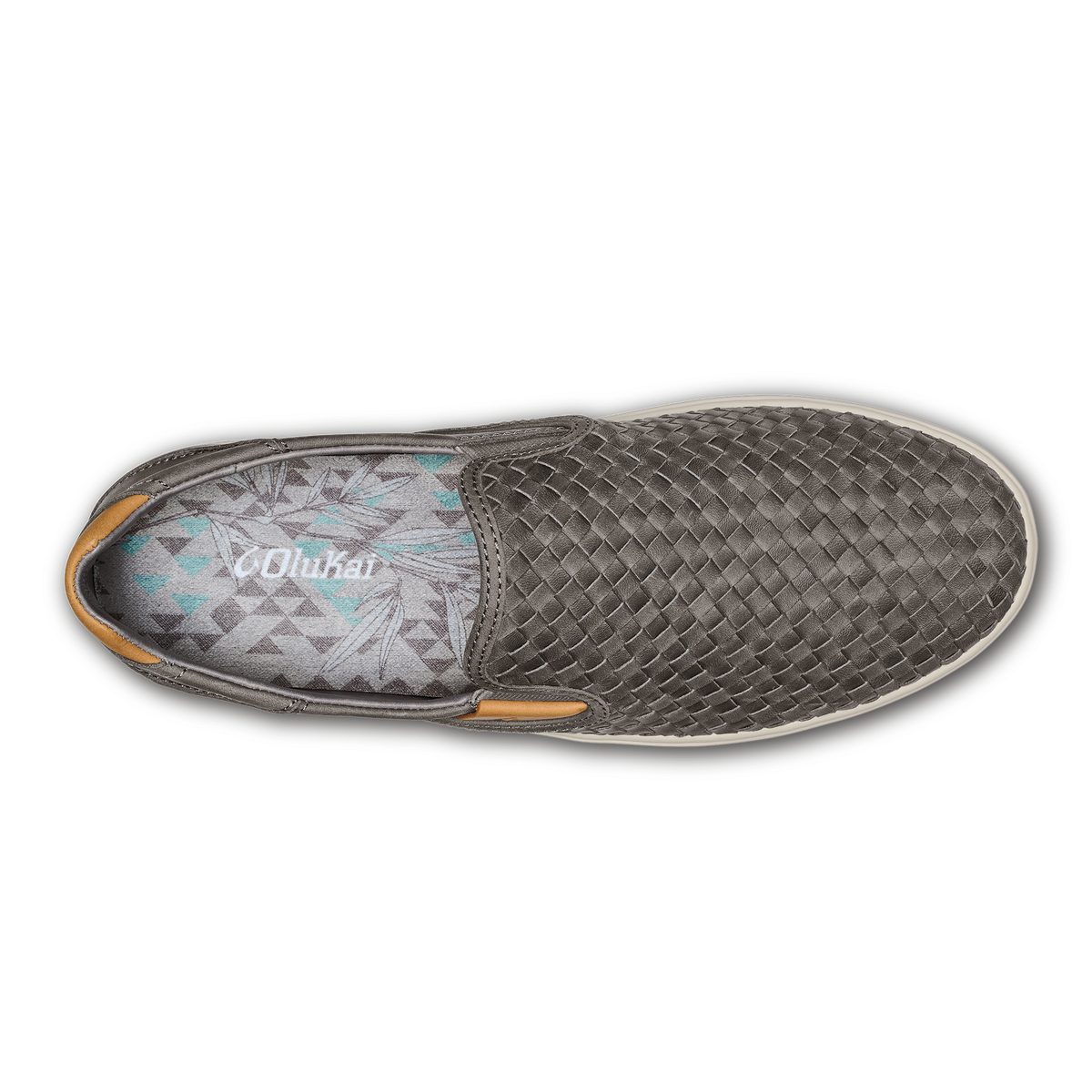 OluKai Signature | Lae‘ahi Lauhala Men's Leather Slip-On Sneakers - Ash