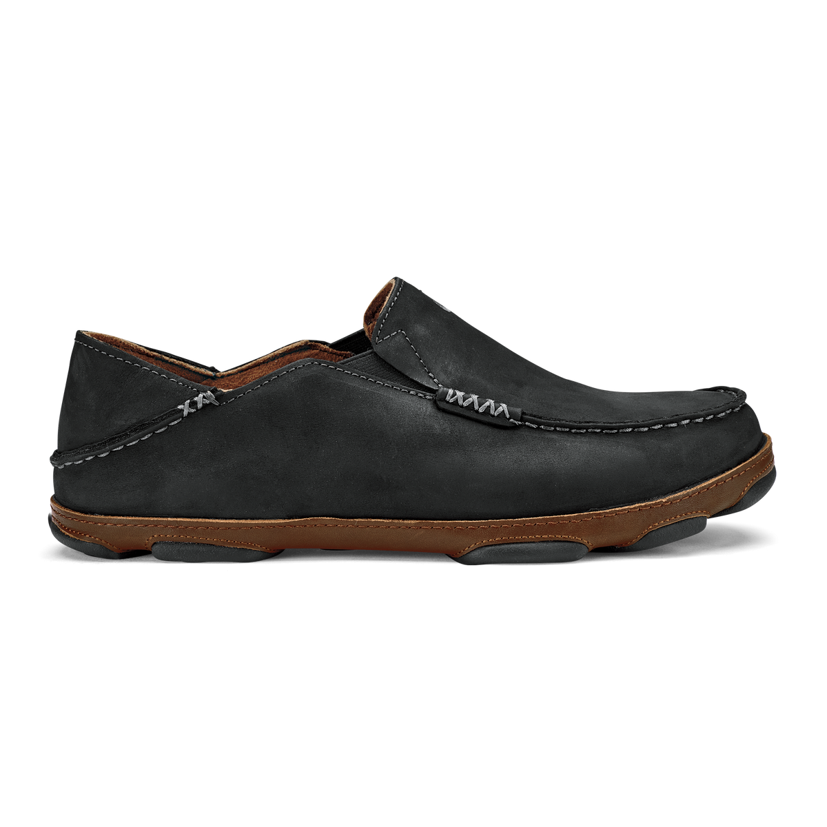 OluKai Latest | Moloā Men's Leather Slip On Shoes - Black / Toffee