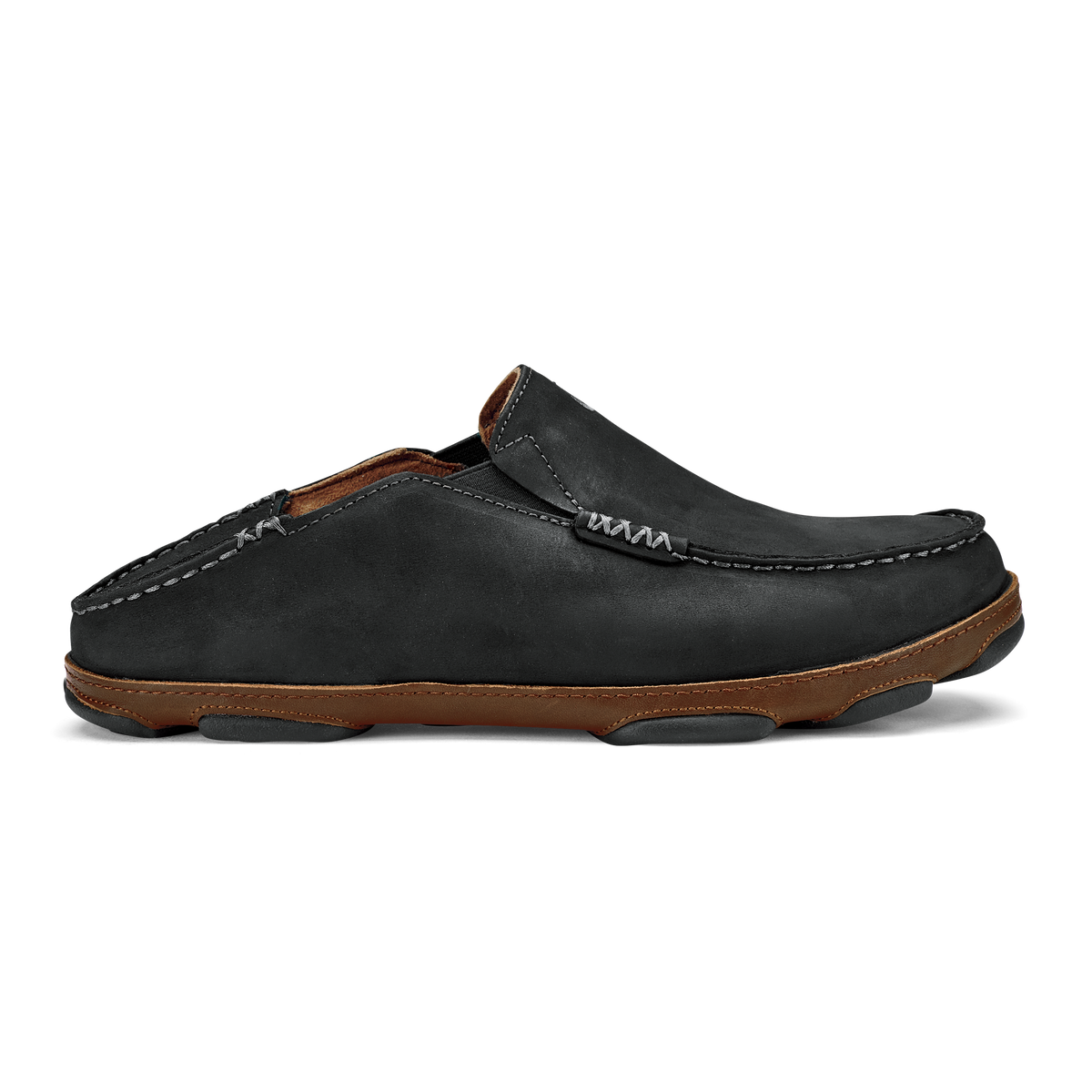 OluKai Latest | Moloā Men's Leather Slip On Shoes - Black / Toffee