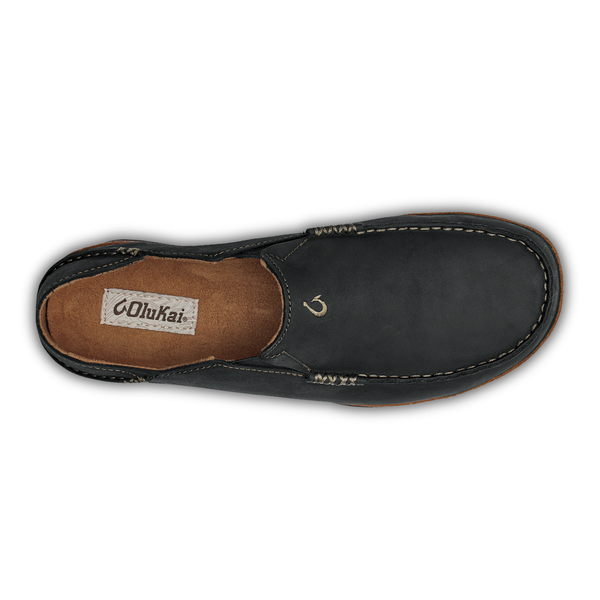 OluKai Latest | Moloā Men's Leather Slip On Shoes - Black / Toffee