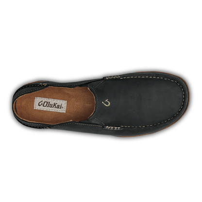 OluKai Latest | Moloā Men's Leather Slip On Shoes - Black / Toffee
