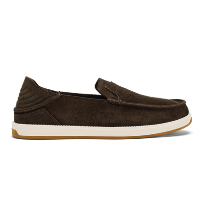 OluKai Popular | Kākaha Nia Men‘s Suede Slip-On Shoes - Dark Wood