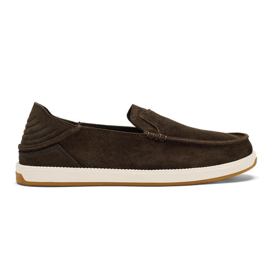 OluKai Popular | Kākaha Nia Men‘s Suede Slip-On Shoes - Dark Wood