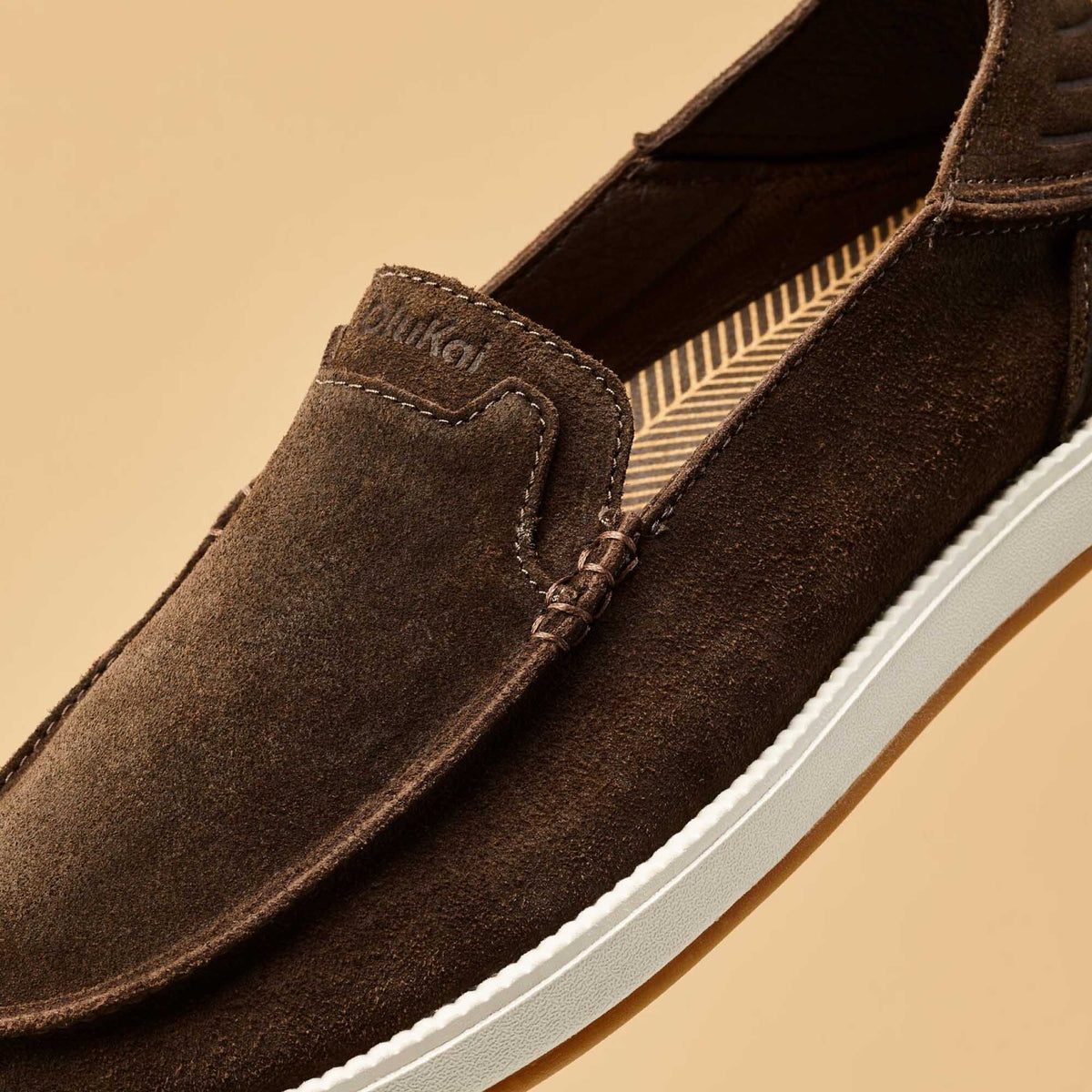 OluKai Popular | Kākaha Nia Men‘s Suede Slip-On Shoes - Dark Wood