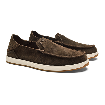 OluKai Popular | Kākaha Nia Men‘s Suede Slip-On Shoes - Dark Wood