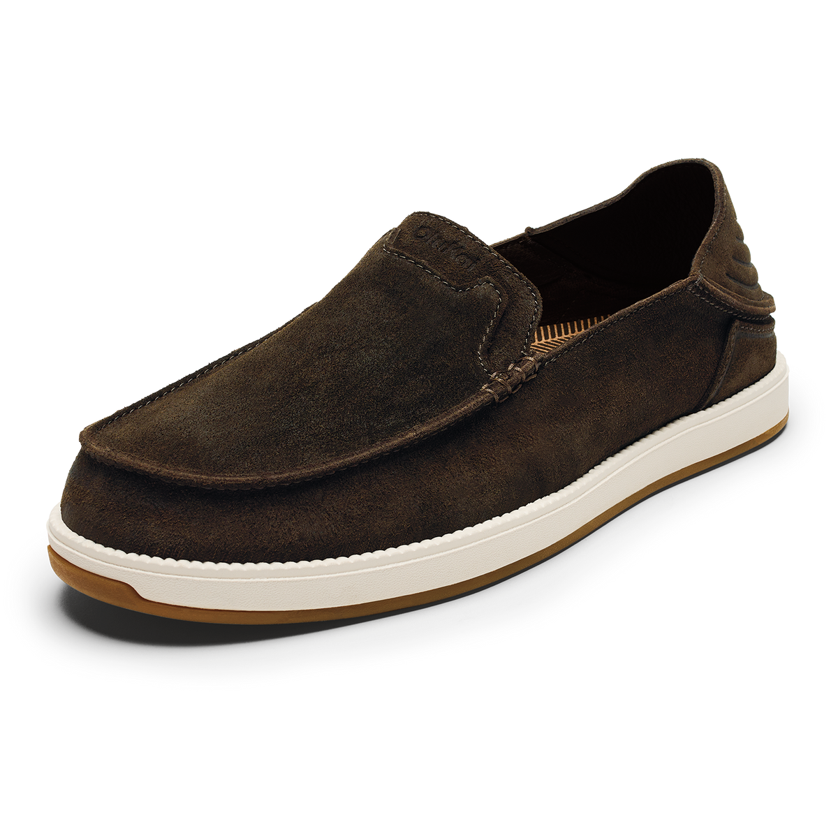 OluKai Popular | Kākaha Nia Men‘s Suede Slip-On Shoes - Dark Wood