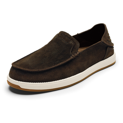 OluKai Popular | Kākaha Nia Men‘s Suede Slip-On Shoes - Dark Wood