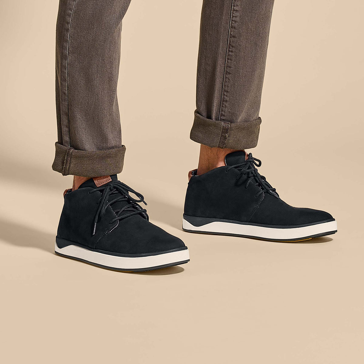 OluKai Customer Favorite | Papakū 'Ili Men’s Waterproof Leather Boots- Black