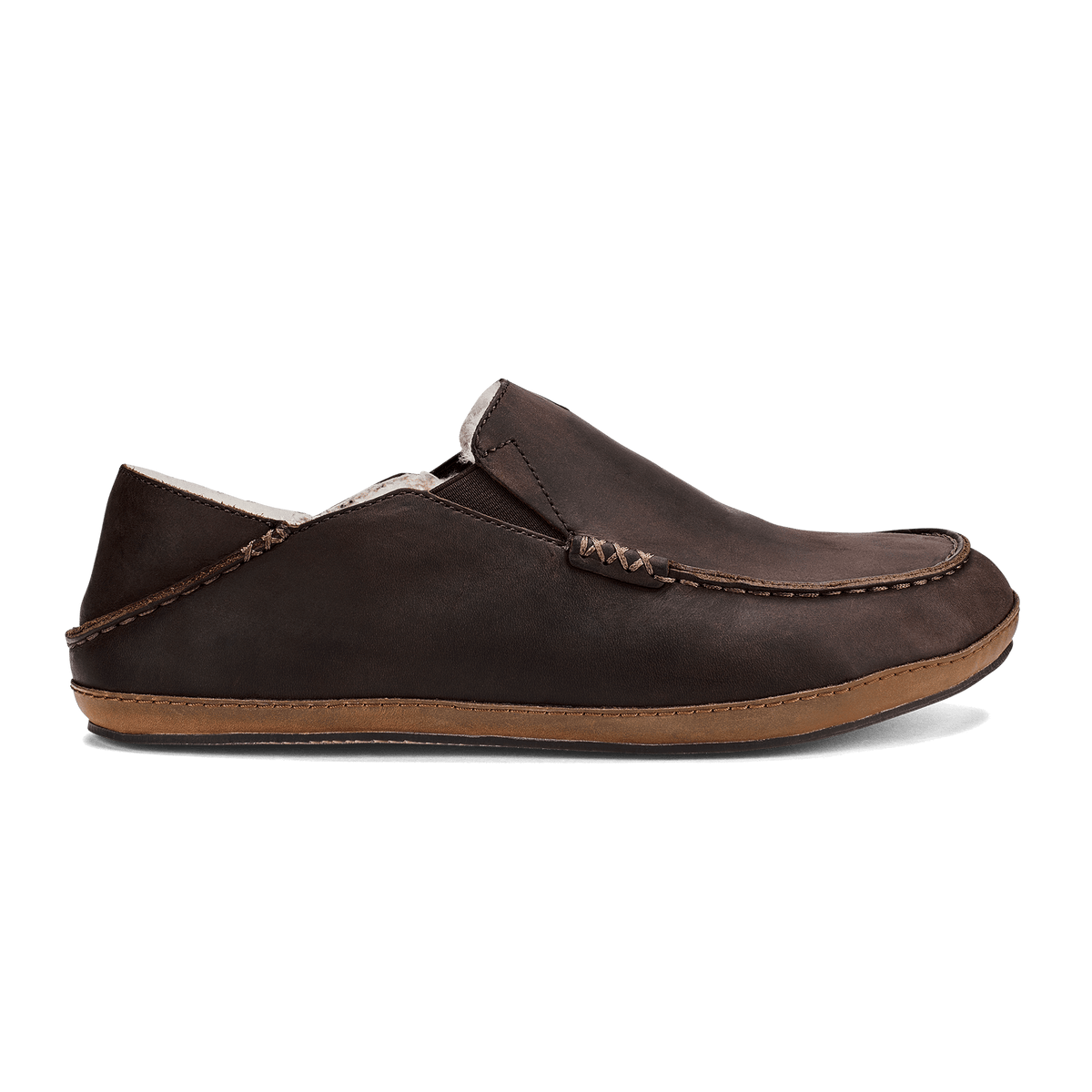 OluKai Featured | Moloā Men's Nubuck Leather Slippers - Dark Wood