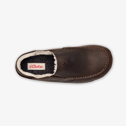 OluKai Featured | Moloā Men's Nubuck Leather Slippers - Dark Wood