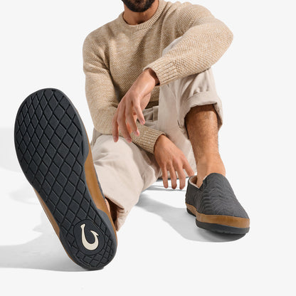 OluKai Customer Favorite | Hanohano Men’s Waxed Canvas Slippers - Dark Shadow