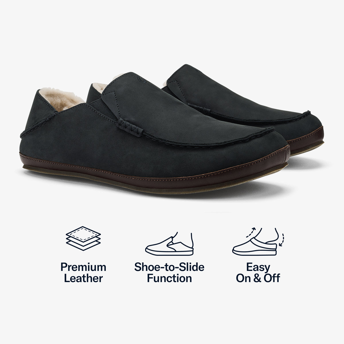 OluKai Smart Buy | Moloā Slipper - Black / Dk Java