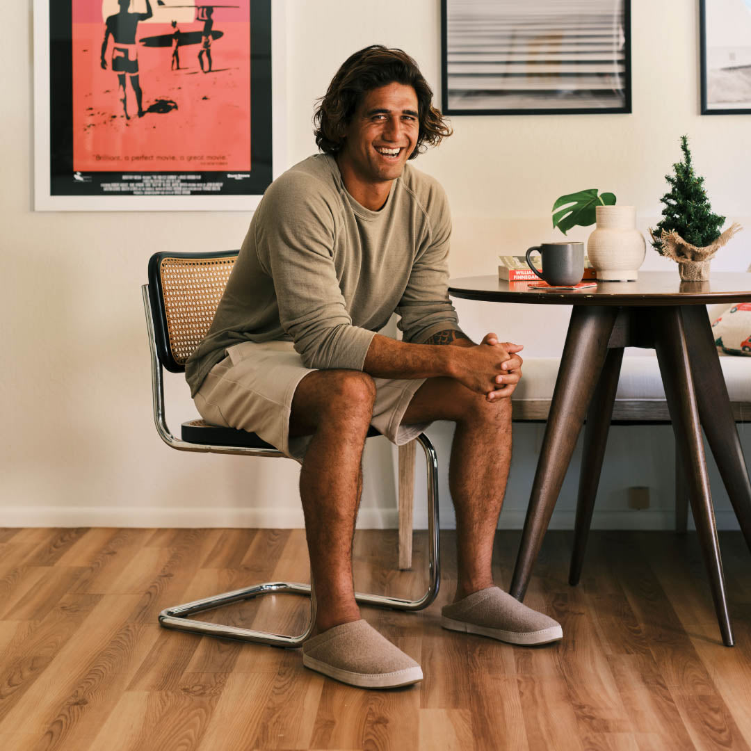 OluKai Everyday | Hāmani Hulu Men’s Wool Mule Slippers - Oatmeal